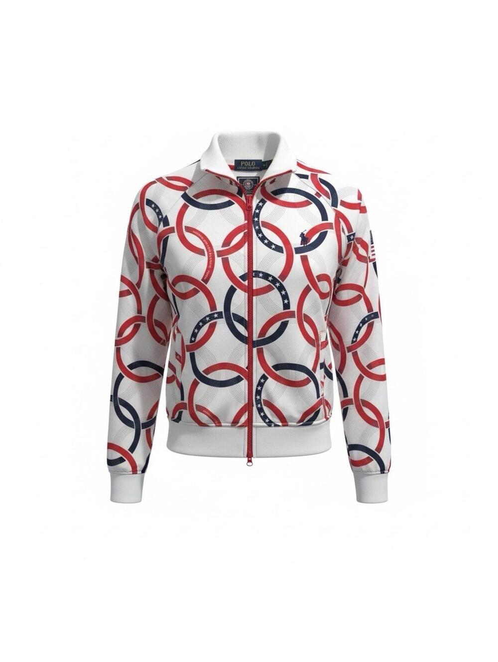 Women's Polo Ralph Lauren Team USA White Rings Olympic Track Jacket Size Medium